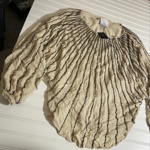 NWT Addison Cocktail Top with brown beads (Size M) - Picture 3 of 12